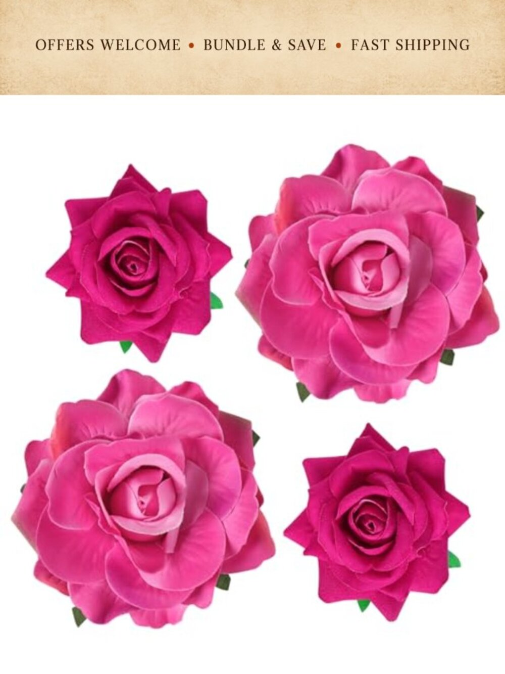 Rose Flower Hair Clips Brooch Set Fabric 4 Pc Wedding Party Accessories